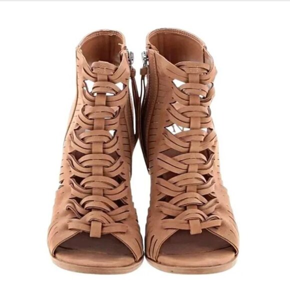 DV Dolce Vita Alyson Ankle Booties Heels Peep Toe Tan 10 - Picture 5 of 14